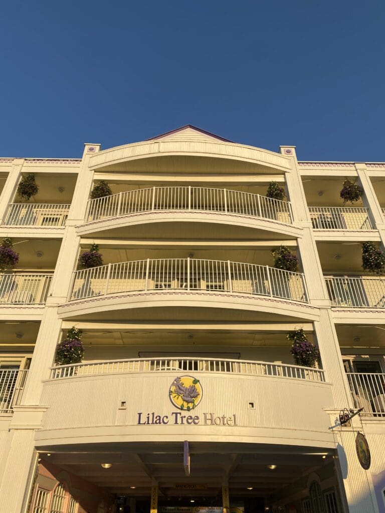 IMG_7358 the morning sunrise glow on the front of the Lilac Tree Suites